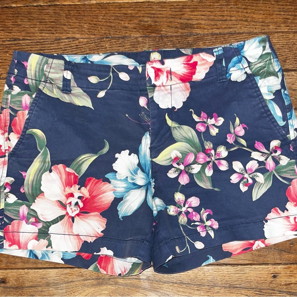 JCP Vibrant Blue and Red Floral Bermuda Shorts